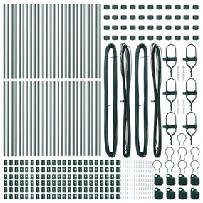 Kerítésoszlopok 52 db Zöld Ø32 mm 100 cm Horganyzott Acél