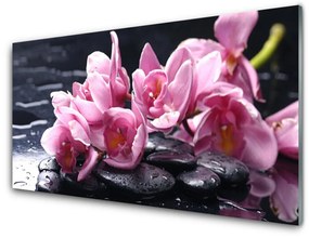 Fali üvegkép Virág orchidea növény 100x50 cm
