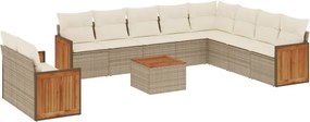 vidaXL 11 részes bézs polyrattan kerti ülőgarnitúra párnákkal
