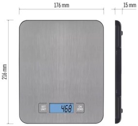 Digitális konyhai mérleg 2xAAA ezüst