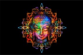 Kép - Buddha mellszobra neon színekben (90x60 cm)