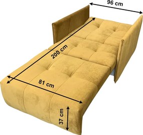Kinyitható fotel, mustár színű szövet Riviera, ALANA
