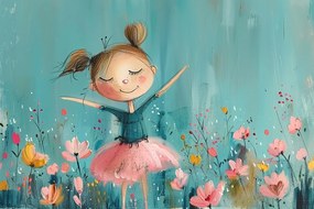 Canvas Vászonkép Gyerek Lány Öröm Virágok Tavasz 120x80