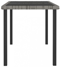 szürke polyrattan kerti étkezőasztal 140 x 70 x 73 cm