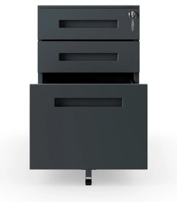 KATE görgős konténer íróasztal alá – 390 x 600 x 500 mm, antracit színű