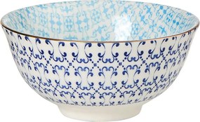 ORNAMENTS tálka 240 ml, kék-fehér arany szegéllyel