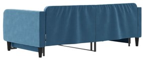 kék kihúzható bársony heverő 100 x 200 cm