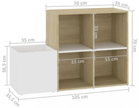 fehér-sonoma szerelt fa előszobai cipősszekrény 105x35,5x70 cm
