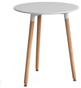 Étkezőasztal, fehér/bükk, átmérő 60 cm, ELCAN