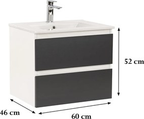 Vario Forte 60 alsó szekrény mosdóval fehér-antracit