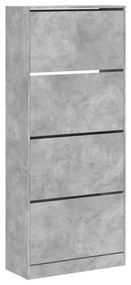 betonszürke cipőszekrény 4 kihajtható fiókkal 80x34x187,5 cm