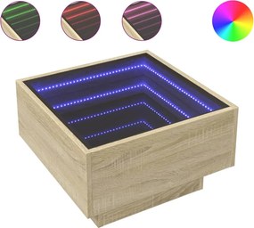 vidaXL sonoma tölgy szerelt fa dohányzóasztal LED-del 50 x 50 x 30 cm