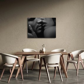 Kép - Csók, fekete-fehér fotó (70x50 cm)