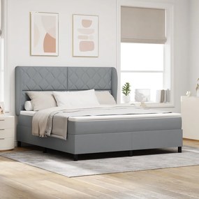 Boxspring Ágy Matraccal - Világosszürke, 180x200 cm, Anyag