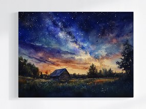 Poszter Kilátás Tájkép Falu Ég Csillagok 80x60