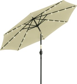 Outsunny Kültéri Teraszernyő Ø265 cm, 32 Solar LED Fénnyel - Bézs | Aosom