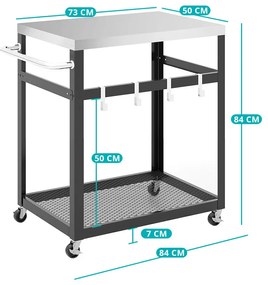 2 szintes rozsdamentes acél grillkocsi