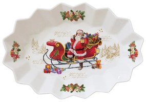 Karácsonyi porcelán ovális alakú kínáló tálca, 27x17x4,5 cm, díszdobozban - Christmas Memories