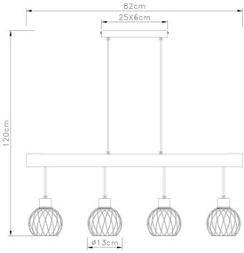Globo 15534-4H - Csillár zsinóron PAULO 4xE27/15W/230V