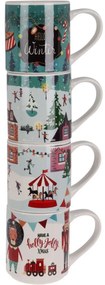 Winter4 db-os bögre készlet, 265 ml,porcelán