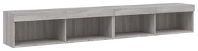 2 db szürke sonoma színű TV-szekrény LED-ekkel 100x30x30 cm