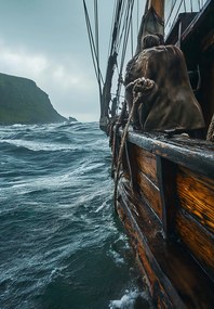 Poszter 68x98cm Hajó a hullámokon