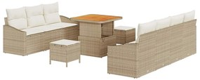 vidaXL Kerti Kanapé Szett párnával tárolóval 10 pcs Beige és krém