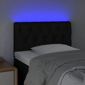 fekete szövet LED-es fejtámla 80 x 7 x 78/88 cm