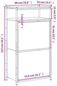 fekete szerelt fa cipőszekrény 60x34x112 cm