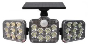 LED reflektor , napelemes , oldalfali , mozgásérzékelős , 10 Watt , hideg fehér , kültéri , fekete , IP65