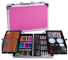 Festéshez való készlet kék/rózsaszín tokban 145 db Rózsaszín: Rózsaszín