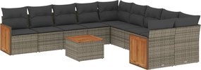 vidaXL 11 részes szürke polyrattan kerti ülőgarnitúra párnákkal