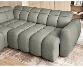 Szürkészöld buklé kinyitható-tárolóhelyes sarokkanapé (bal oldali-L alakú) Falconn – ELTAP