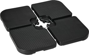 Outsunny 4 darabos Napernyő Súly - Időjárásálló Napernyő Állvány Súly Offset Napernyőhöz Fogantyúval, 80 kg Homokkal vagy 60 kg Vízszel Tölthető, HDPE