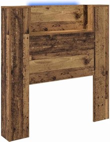 vidaXL Fejtámla LED -es lámpákkal Öreg fa 100 x 15 x 103,5 cm Faanyag