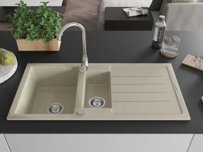 Mexen Andres - gránit mosogató 100,0x50,0 cm, 1,5 kamrás, bézs, 6515101510-69