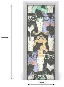 Ajtóposzter öntapadós Macskák szemüveg 95x205 cm