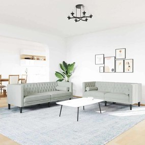 Kanapé Szett 2 pcs Világosszürke Bársony