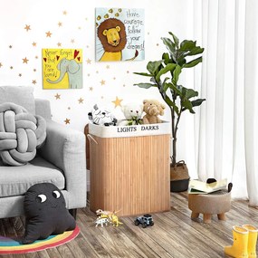 Szennyestartó, XXL bambusz szennyeskosár 2x50L, natúr