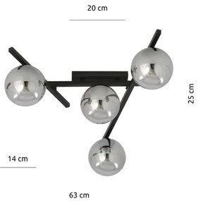 Mennyezeti lámpa SMART 4xE14/10W/230V fekete/szürke