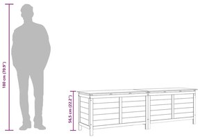 barna tömör fenyőfa kerti tárolóláda 198,5 x 50 x 56,5 cm