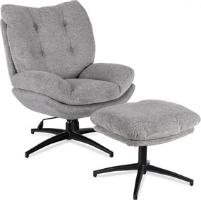 Forgó pihenőfotel lábtartóval szürke, FREMONT