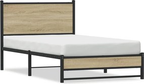 vidaXL sonoma tölgy színű fém ágykeret matrac nélkül 100 x 190 cm