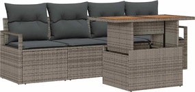 vidaXL Kerti Kanapé Szett tárolóval 5 pcs Szürke Poli rattan