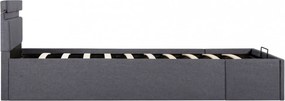 sötétszürke LED-es szövetágy hidraulikus tárolóval 100 x 200 cm