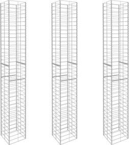 vidaXL 3 darab horganyzott acél gabion kosár 25 x 25 x 197 cm