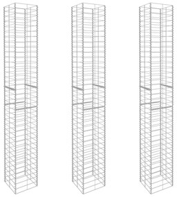 vidaXL 3 darab horganyzott acél gabion kosár 25 x 25 x 197 cm