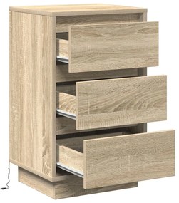 Éjjeli kabinet LED világítással Sonoma tölgy 39x34,5x65 cm Szerelt fa