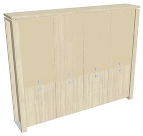Verno+ S magas szekrény 260 x 46 x 210 cm, kombinált ajtó, akác / vanília