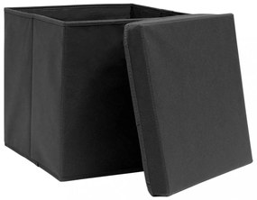 10 db fekete szövet tárolódoboz fedéllel 32 x 32 x 32 cm